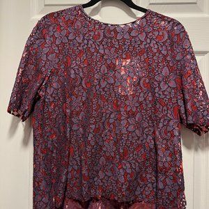 Zara lace red and purple top NWT Sz L